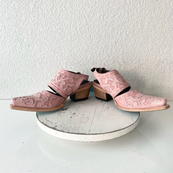 Lane Robin Mule Pink Cowboy Boots Womens 7.5 Cowgirl Western Leather Short Ankle - Picture 7 of 11